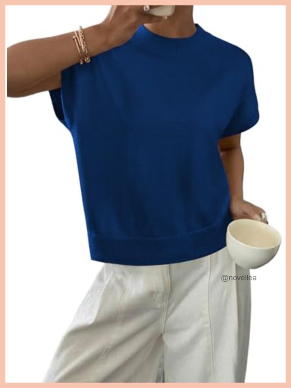 Cap Sleeve Knit Tank Top Pullover Crew Neck Loose Fit Summer Sweater